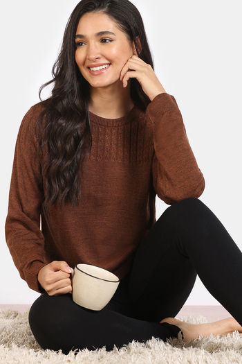 Buy Zivame Retro Peek Jumpers Flat Knit Loungewear Top - Brown